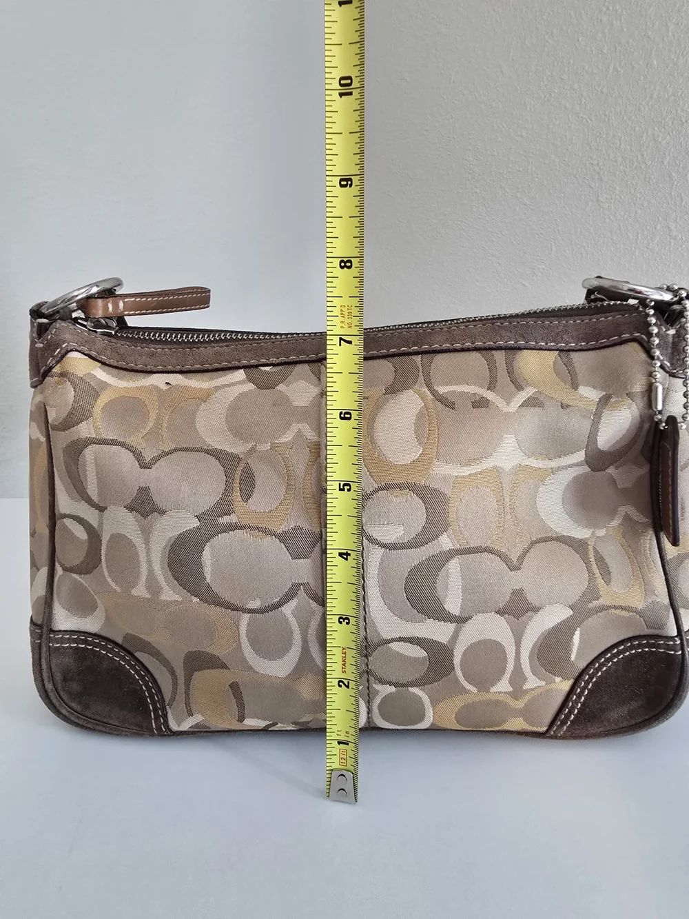 Coach Signature Canvas Shoulder Bag in Tan and Brown